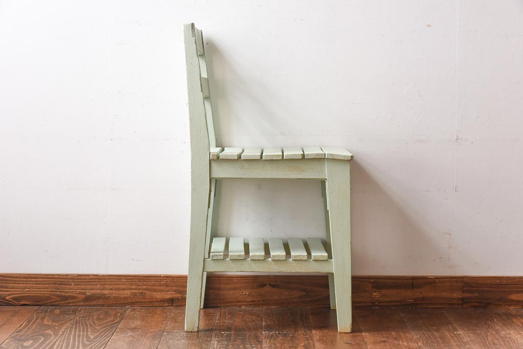 ペイント家具　棚付き　ナチュラルスタイルにぴったりなチェア(キッズチェア、椅子)(1)