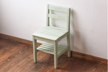 ペイント家具　棚付き　ナチュラルスタイルにぴったりなチェア(キッズチェア、椅子)(1)