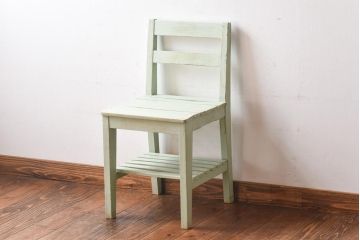 ペイント家具　棚付き　ナチュラルスタイルにぴったりなチェア(キッズチェア、椅子)(1)