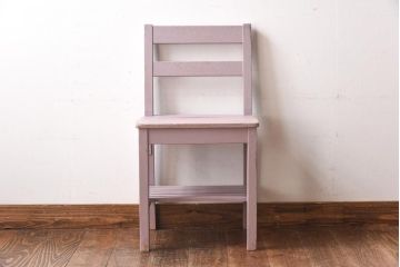 ペイント家具　棚付き　ナチュラルスタイルにぴったりなチェア(キッズチェア、椅子、イス、板座チェア)(R-031056)(2)