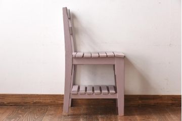 ペイント家具　棚付き　ナチュラルスタイルにぴったりなチェア(キッズチェア、椅子、イス、板座チェア)(R-031056)(2)