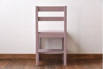 ペイント家具　棚付き　ナチュラルスタイルにぴったりなチェア(キッズチェア、椅子、イス、板座チェア)(R-031056)(2)