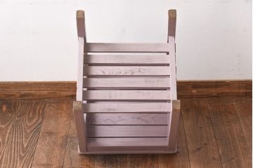 ペイント家具　棚付き　ナチュラルスタイルにぴったりなチェア(キッズチェア、椅子、イス、板座チェア)(R-031056)(2)