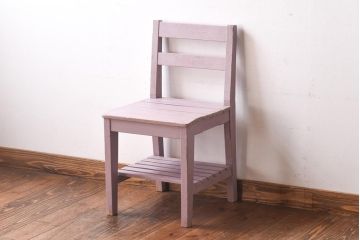 ペイント家具　棚付き　ナチュラルスタイルにぴったりなチェア(キッズチェア、椅子、イス、板座チェア)(R-031056)(2)