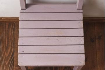 ペイント家具　棚付き　ナチュラルスタイルにぴったりなチェア(キッズチェア、椅子、イス、板座チェア)(R-031056)(2)