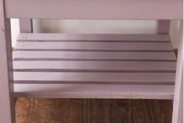 ペイント家具　棚付き　ナチュラルスタイルにぴったりなチェア(キッズチェア、椅子、イス、板座チェア)(R-031056)(2)
