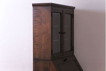 中古　北海道民芸家具　落ち着いた佇まいがお洒落なライティングビューロー(机、収納棚)(定価約50万円)