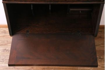 中古　北海道民芸家具　落ち着いた佇まいがお洒落なライティングビューロー(机、収納棚)(定価約50万円)