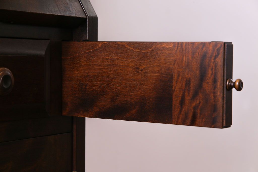 中古　北海道民芸家具　落ち着いた佇まいがお洒落なライティングビューロー(机、収納棚)(定価約50万円)