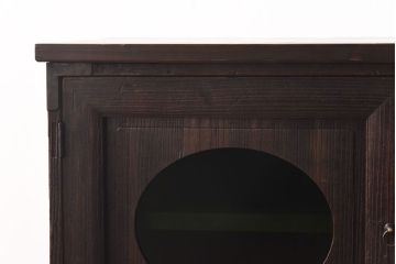 アンティーク家具　和製アンティーク　丸窓　当時物色ガラスがおしゃれな箪笥ローボード(リビングボード、収納棚、戸棚)