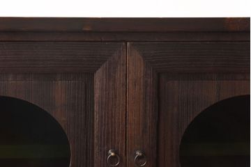 アンティーク家具　和製アンティーク　丸窓　当時物色ガラスがおしゃれな箪笥ローボード(リビングボード、収納棚、戸棚)