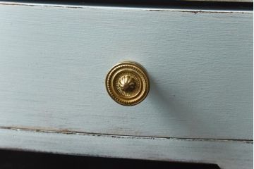 アンティーク雑貨　フランスアンティーク　シックな雰囲気の引き出し付きペイントミラー(ドレッサー、鏡台)