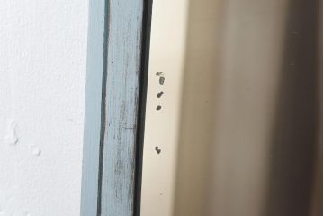 アンティーク雑貨　フランスアンティーク　シックな雰囲気の引き出し付きペイントミラー(ドレッサー、鏡台)