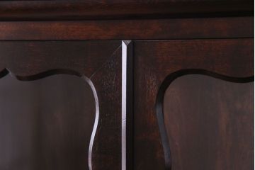 中古　松本民芸家具　#58型　お洒落な扉が印象的な食器棚(カップボード、収納棚)