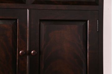 中古　松本民芸家具　#58型　お洒落な扉が印象的な食器棚(カップボード、収納棚)