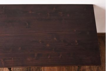 レトロ家具　ラフジュ工房オリジナル　ヒノキ材天板　レトロな風合いの鉄脚テーブル(サイドテーブル、コーヒーテーブル)