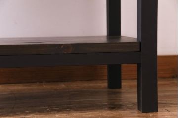 アンティーク家具　和製アンティーク　リメイク　片開き戸付き蝶覆輪金具の時代箪笥サイドチェスト(サイドボード、引き出し)