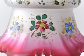 ヨーロッパビンテージ　手描きの花柄が上品なガラスシェード(ペンダントライト、天井照明)