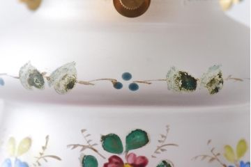 ヨーロッパビンテージ　手描きの花柄が上品なガラスシェード(ペンダントライト、天井照明)