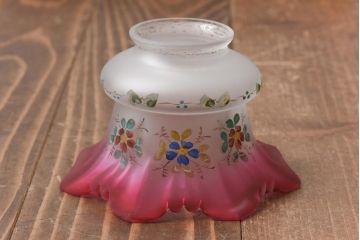 ヨーロッパビンテージ　手描きの花柄が上品なガラスシェード(ペンダントライト、天井照明)