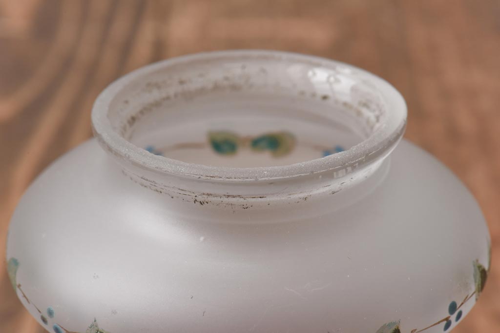 ヨーロッパビンテージ　手描きの花柄が上品なガラスシェード(ペンダントライト、天井照明)