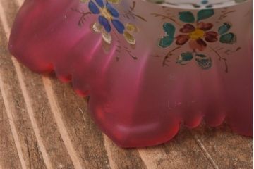 ヨーロッパビンテージ　手描きの花柄が上品なガラスシェード(ペンダントライト、天井照明)