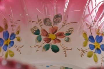 ヨーロッパビンテージ　手描きの花柄が上品なガラスシェード(ペンダントライト、天井照明)