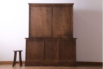 中古美品　北海道民芸家具　シックな雰囲気漂う大きな重ね食器棚(カップボード、収納棚)(2)