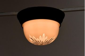 和製アンティーク　大正期　白切子カットガラスライト(カバー、天井照明)