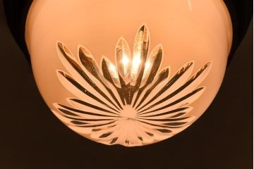 和製アンティーク　大正期　白切子カットガラスライト(カバー、天井照明)