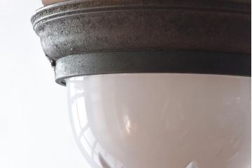 和製アンティーク　大正期　白切子カットガラスライト(カバー、天井照明)