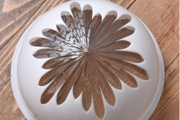 和製アンティーク　大正期　白切子カットガラスライト(カバー、天井照明)