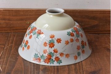 オールドノリタケ(則武、日本陶器)　紅葉が愛らしい電灯笠(シェード、ペンダントライト、吊り下げ照明)(1)