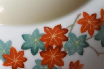 オールドノリタケ(則武、日本陶器)　紅葉が愛らしい電灯笠(シェード、ペンダントライト、吊り下げ照明)(1)