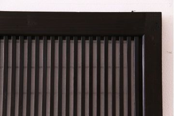 和製アンティーク　裏障子付き　モダンなダイヤガラス入り格子戸(障子戸、引き戸)4枚セット