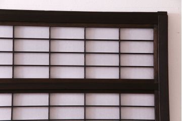 和製アンティーク　裏障子付き　モダンなダイヤガラス入り格子戸(障子戸、引き戸)4枚セット