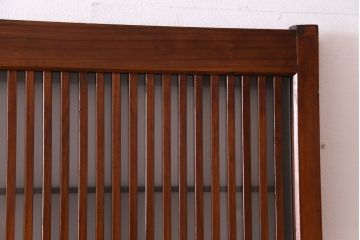 昭和レトロ　板ガラス裏障子留め　温かな色味が魅力の格子戸(ガラス帯戸、引き戸、建具)2枚セット