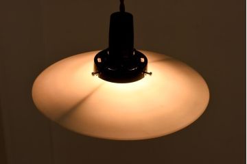 昭和期　素朴な味わいが魅力的な平笠シェード(天井照明、電笠)(1)