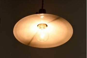 昔懐かしい白い平笠シェードの吊り下げ照明(天井照明、電笠)(1)