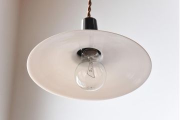 昔懐かしい白い平笠シェードの吊り下げ照明(天井照明、電笠)(2)