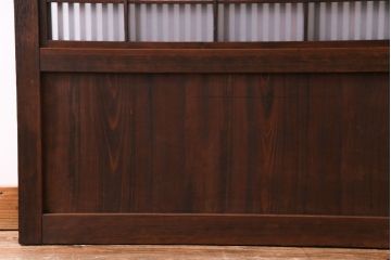 和製アンティーク　板ガラス裏障子留め　モールガラス入り　モダンな雰囲気漂う格子戸(ガラス帯戸、引き戸、建具)(1)