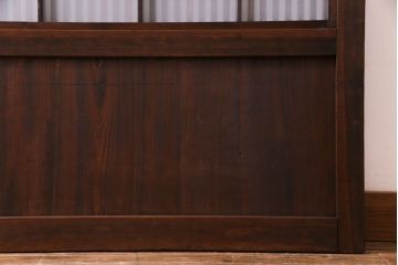 和製アンティーク　板ガラス裏障子留め　モールガラス入り　モダンな雰囲気漂う格子戸(ガラス帯戸、引き戸、建具)(1)