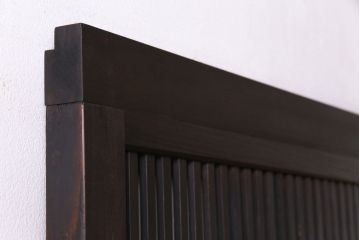 和製アンティーク　板ガラス裏障子留め　モールガラス入り　モダンな雰囲気漂う格子戸(ガラス帯戸、引き戸、建具)(2)