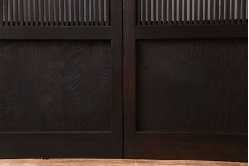 和製アンティーク　裏ガラス付き　モダンな空間づくりにおすすめな格子戸(ガラス戸、引き戸、建具)2枚セット
