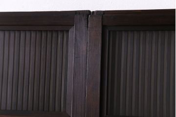 和製アンティーク　裏ガラス付き　モダンな空間づくりにおすすめな格子戸(ガラス戸、引き戸、建具)2枚セット