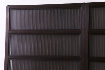 和製アンティーク　裏ガラス付き　モダンな空間づくりにおすすめな格子戸(ガラス戸、引き戸、建具)2枚セット