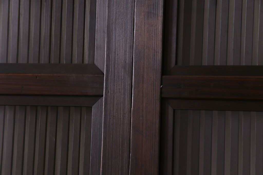 和製アンティーク　裏ガラス付き　モダンな空間づくりにおすすめな格子戸(ガラス戸、引き戸、建具)2枚セット