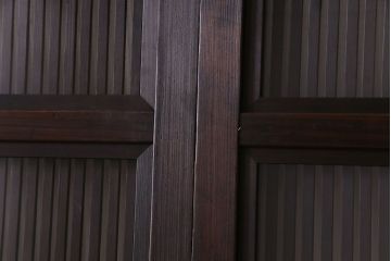 和製アンティーク　裏ガラス付き　モダンな空間づくりにおすすめな格子戸(ガラス戸、引き戸、建具)2枚セット