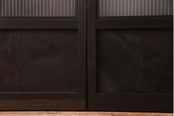 和製アンティーク　裏ガラス付き　モダンな空間づくりにおすすめな格子戸(ガラス戸、引き戸、建具)2枚セット