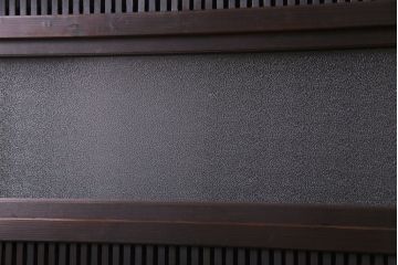 和製アンティーク　裏ガラス付き　モダンな空間づくりにおすすめな格子戸(ガラス戸、引き戸、建具)2枚セット